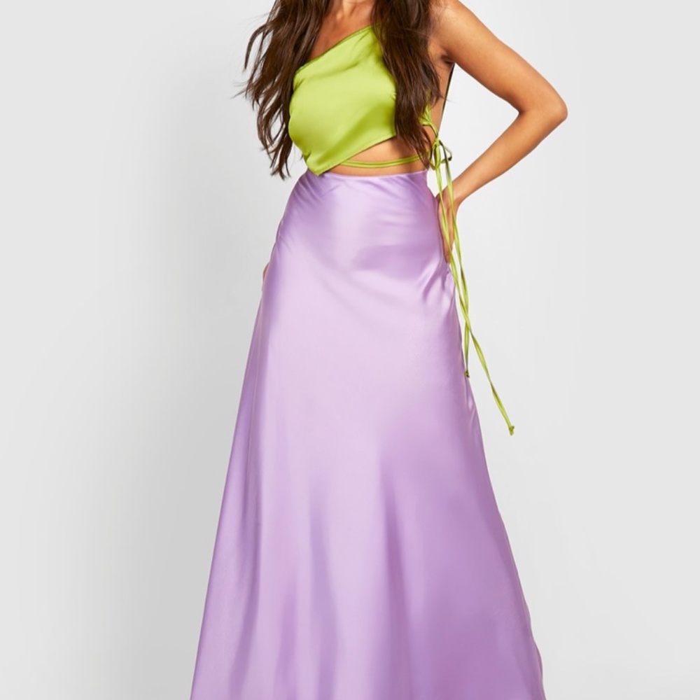 💕HOST PICK💕ALAGO | Lilac Purple Satin A-Line Maxi Formal Occasion Skirt Sz 10